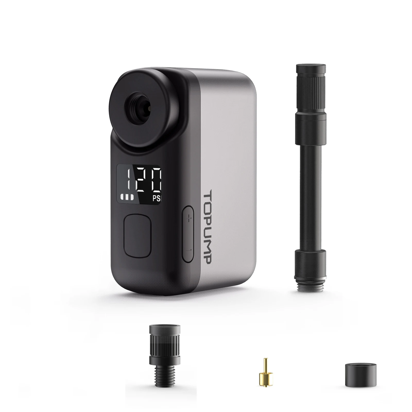 TOPUMP TB2 PRO Mini Portable Electric Pump for Bike Cordless Tire Inflator 120PSI Max 450mAh Battery with Screen Fast Shipping من قسم التحرير الجماعيمضخة هواء كهربائية صغيرة محمولة للدراجات من توبامب TB2 برو، لاسلكية، لنفخ إطارات الدراجات، ضغط هواء يصل إلى 120 رطل لكل بوصة مربعة، بطارية 450 مللي أمبير مع شاشة وشحن سريع