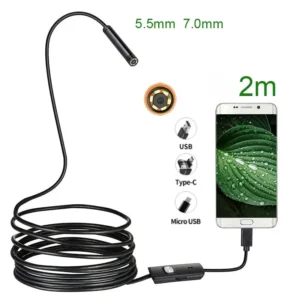 منظار داخلي أندرويد 5.5 7 مم 3 في 1 USB/Micro USB/Type-C كاميرا فحص مقاومة للماء للهواتف الذكية من التحرير الجماعيكاميرا فحص داخلية مقاومة للماء تعمل بنظام أندرويد، مقاس 5.5 بوصة و7 ملم، مزودة بمنفذ USB/Micro USB/Type-C، ومتوافقة مع الهواتف الذكية.