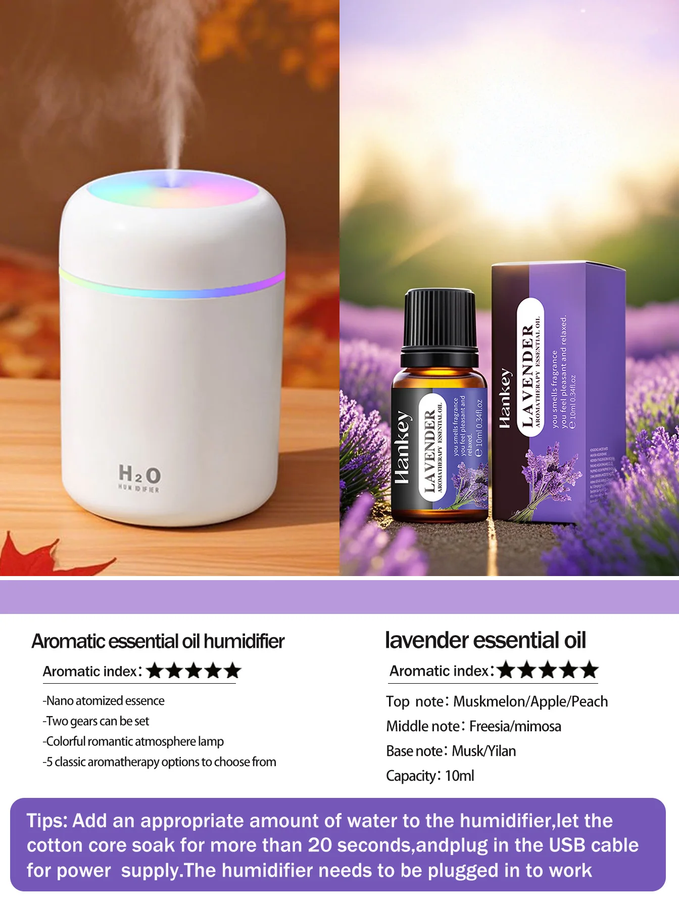 300ml Aromatherapy Diffuser Humidifier Air Purifier Car Home Use Seven-color Light Aromatherapy Essential Oil - Image 16
