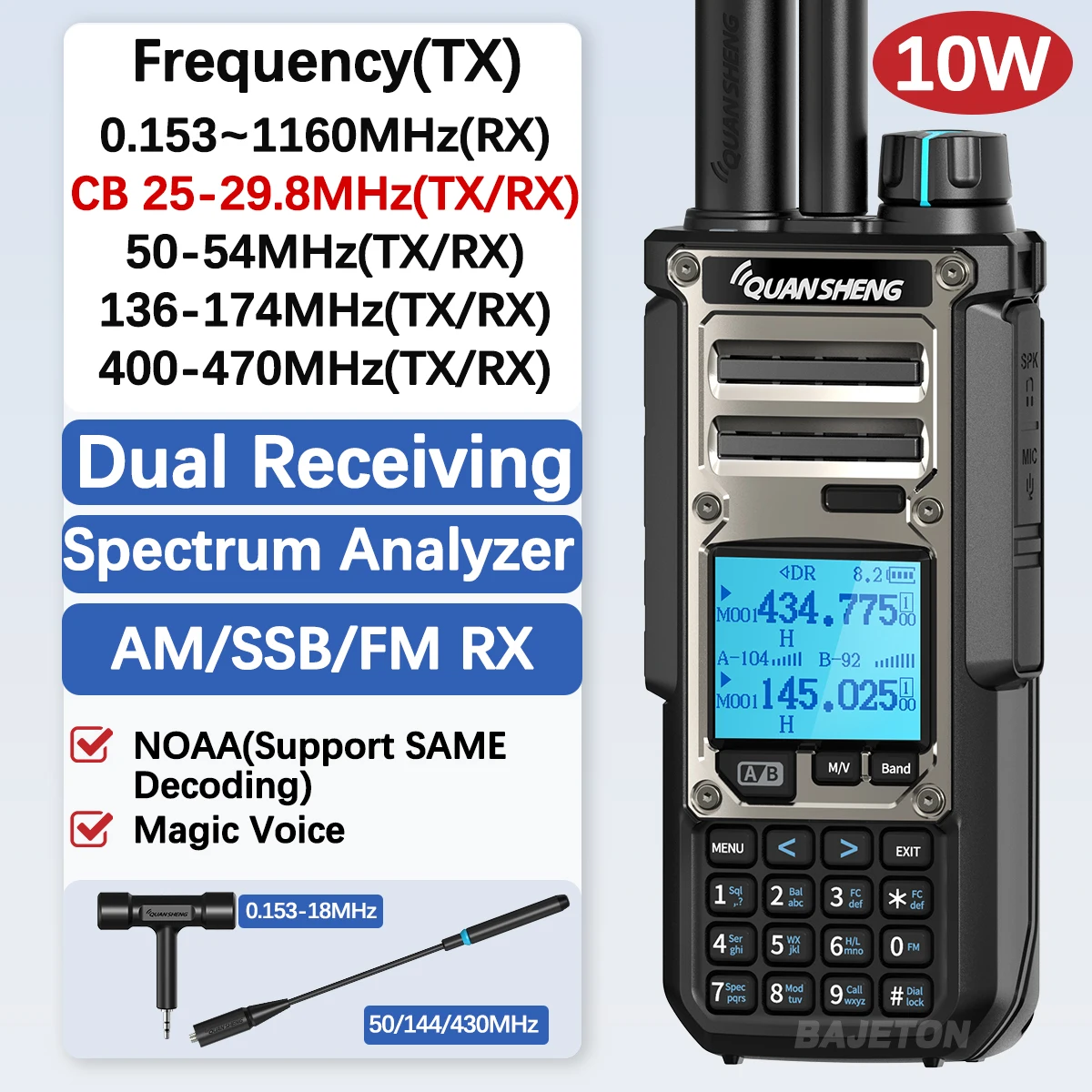 Quansheng TK11 8 Walkie Talkie Ham Radio 10W Dual Receiving PTT 27MHz CB CW LSB LW MW SW Type-C Charger NOAA for UV-K5 8 TK-11 5 من التحرير الجماعيجهاز لاسلكي هواة Quansheng TK11 8، بقدرة 10 واط، استقبال مزدوج، زر إرسال/تحدث، بتردد 27 ميجاهرتز، يدعم أنماط CB وCW وLSB وLW وMW وSW، مزود بشاحن من النوع C، متوافق مع NOAA لكاميرا UV-K5 8 TK-11 5