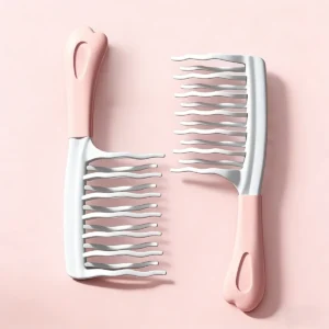 1pc Double Row Wavy Tooth Curly Hair Comb Scalp Massage Comb Fluffy Comb Curly Hair Management, Elegant Hair Care