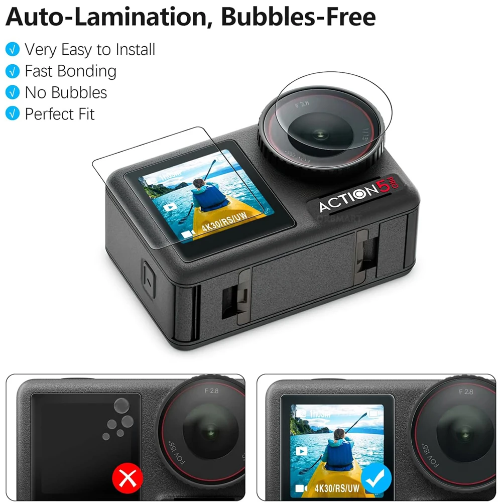 واقي شاشة زجاجي مقوى لكاميرا DJI Osmo Action 5 Pro 4 3، غطاء عدسة، حقيبة، حقيبة ملحقات DJI Action 4 5Pro من التحرير الجماعيواقي شاشة من الزجاج المقوى، غطاء عدسة، حقيبة، وحافظة لملحقات DJI Osmo Action 5 Pro 4 3 - Image 2