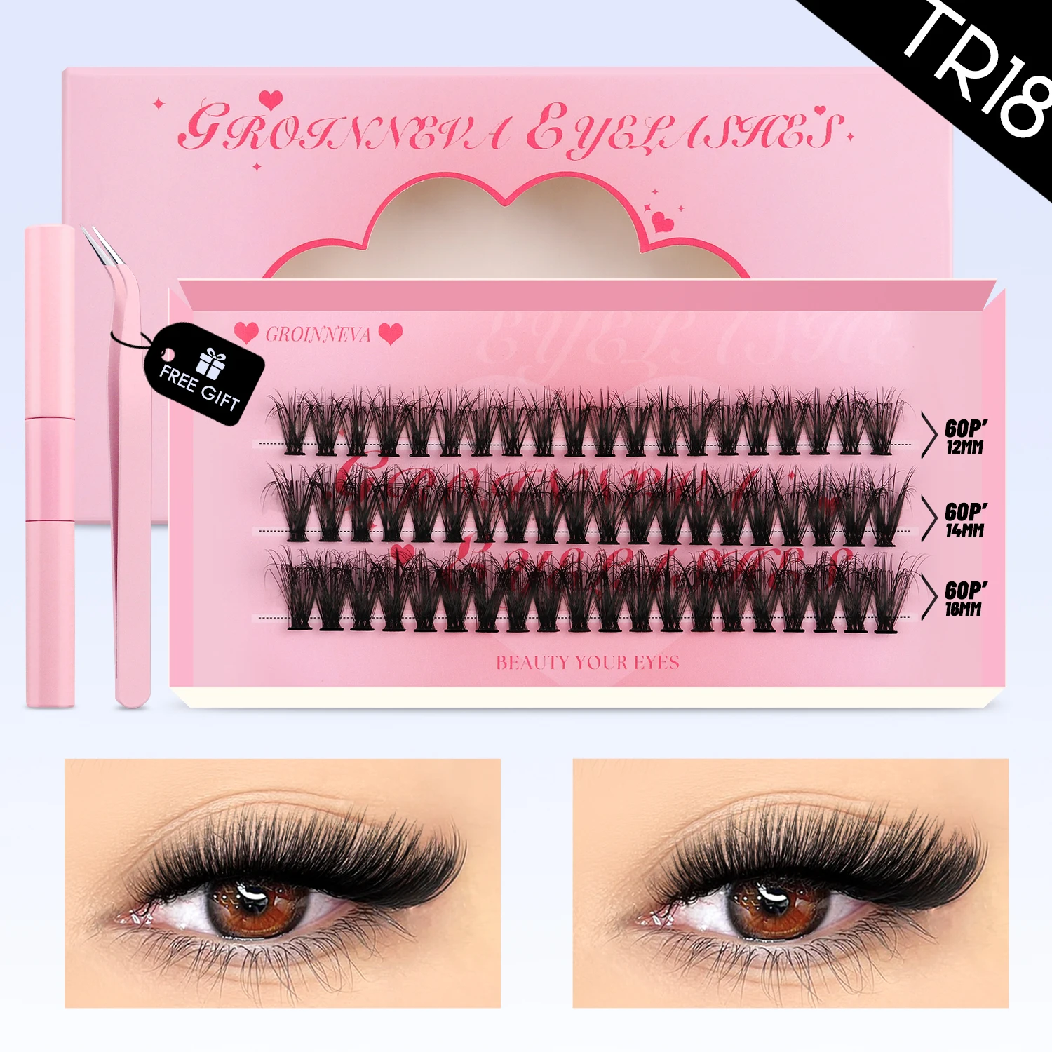 مجموعة رموش GROINNEYA DIY Lash Clusters Set Mixed Tray Lashes Kit Fluffy Individual Lashes Extension with Lash Bond and Seal At Home Makeup من قسم التحرير الجماعيمجموعة رموش جروينيا DIY، علبة رموش متنوعة، مجموعة رموش فردية كثيفة مع لاصق ومثبت للرموش، مكياج منزلي - Image 26