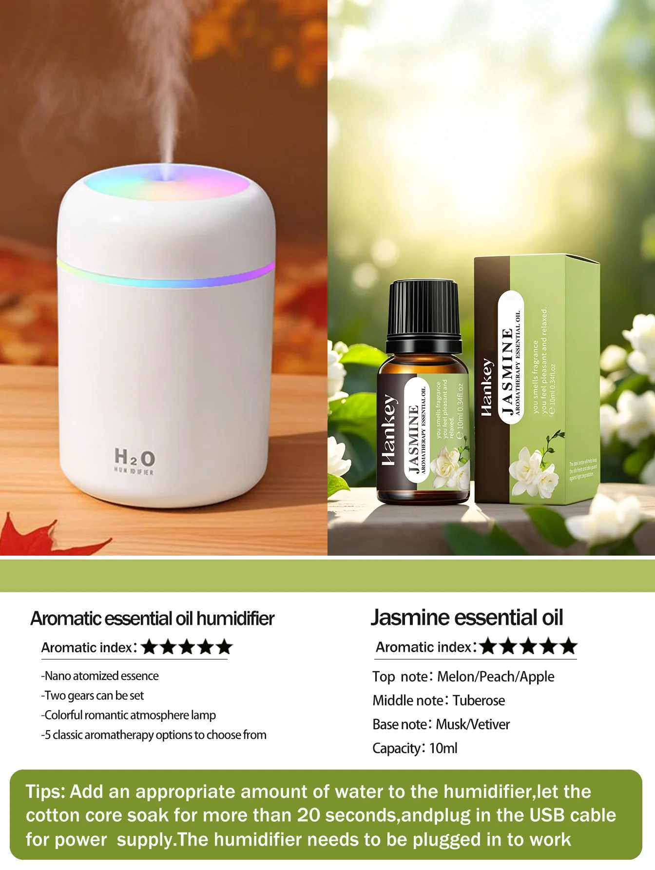 300ml Aromatherapy Diffuser Humidifier Air Purifier Car Home Use Seven-color Light Aromatherapy Essential Oil - Image 17