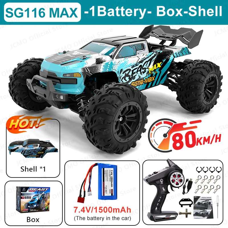 SG116MAX 80KM/H High Speed RC Car Brushless 4WD Off-Road Drift Remote Control Car 1:16 Professional Racing Cars SG116PRO 40KM/H من التحرير الجماعيسيارة SG116MAX عالية السرعة تعمل بالتحكم عن بعد، بسرعة 80 كم/ساعة، بدون فرش، دفع رباعي، مناسبة للطرق الوعرة، سيارة دريفت، بمقياس 1:16، سيارات سباق احترافية. سيارة SG116PRO بسرعة 40 كم/ساعة - Image 10