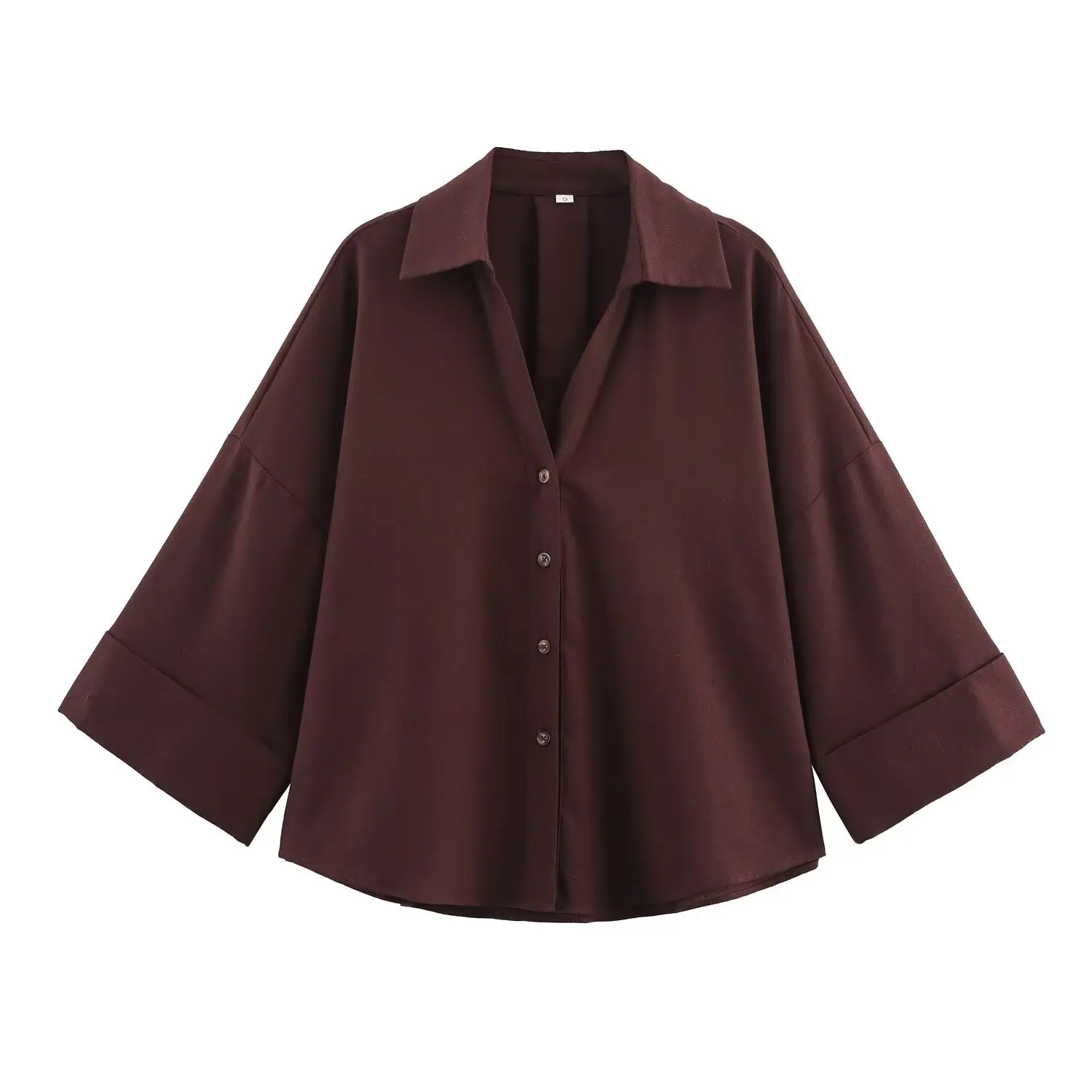 HipSeam Wide Sleeved Shirt Women Spring Asymmetric Hem Button Women's Shirts Simple Lady Johnny Collar Shirts & Blouses من التحرير الجماعيقميص نسائي بأكمام واسعة من HipSeam، مناسب لفصل الربيع، بحافة غير متماثلة وأزرار، قمصان نسائية بسيطة بياقة جوني وبلوزات - Image 8