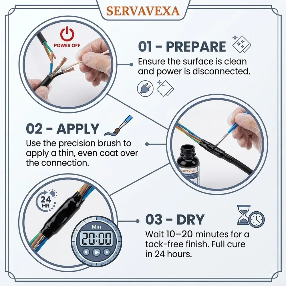 مجموعة شريط العزل الكهربائي السائل SERVAVEXA، مانع تسرب عازل مقاوم للماء مع فرشاة وقفازات، سريع الجفاف للأسلاك الخارجية من قسم التحرير الجماعيمجموعة شريط عازل كهربائي سائل من سيرفافيكسا، مانع تسرب عازل مقاوم للماء مع فرشاة وقفازات، سريع الجفاف للأسلاك الخارجية - Image 5