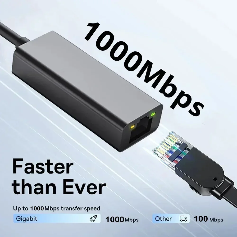 محول إيثرنت USB من النوع C بسرعة 1000 ميجابت في الثانية، بطاقة شبكة RJ45 لأجهزة MacBook وWindows XP و7، كابل إنترنت LAN USB لأجهزة Android من التحرير الجماعيمحول إيثرنت USB من النوع C بسرعة 1000 ميجابت في الثانية، بطاقة شبكة RJ45 لأجهزة MacBook وWindows XP و7، كابل إنترنت LAN USB لأجهزة Android - Image 2