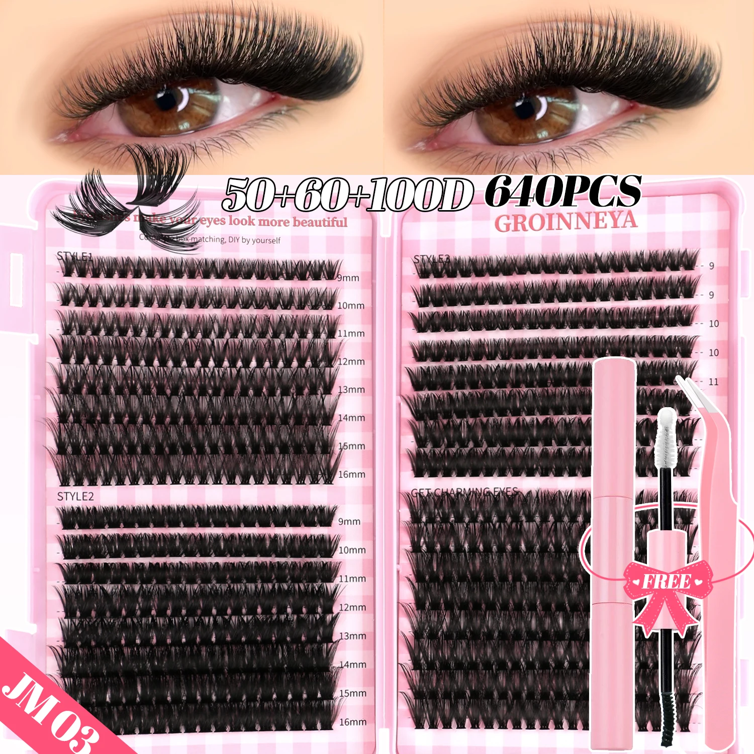 مجموعة رموش GROINNEYA DIY Lash Clusters Set Mixed Tray Lashes Kit Fluffy Individual Lashes Extension with Lash Bond and Seal At Home Makeup من قسم التحرير الجماعيمجموعة رموش جروينيا DIY، علبة رموش متنوعة، مجموعة رموش فردية كثيفة مع لاصق ومثبت للرموش، مكياج منزلي - Image 19