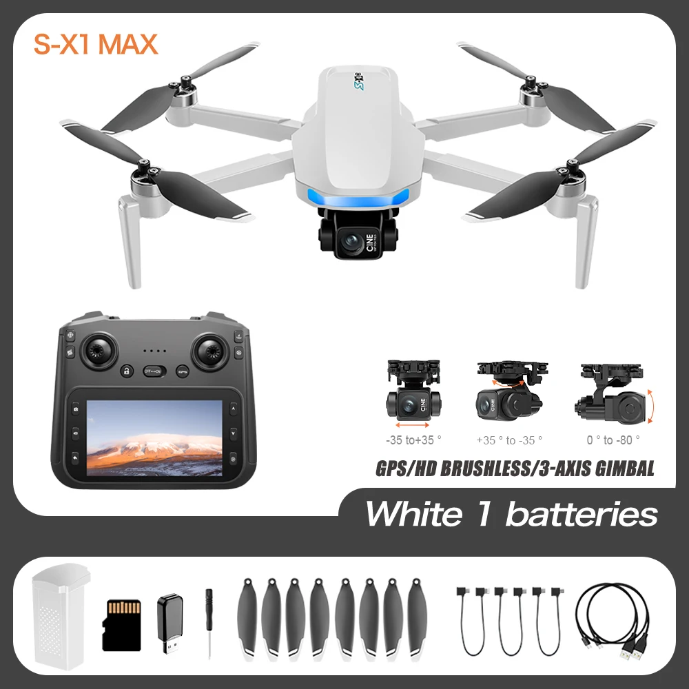 طائرة S-X1 MAX GPS الاحترافية بدون طيار مزودة بكاميرا 4K وجهاز تثبيت ثلاثي المحاور وطائرة FPV بدون فرشاة للتحكم الأمني وشاشة تحكم كبيرة من التحرير الجماعيطائرة بدون طيار S-X1 MAX GPS احترافية مزودة بكاميرا 4K ونظام تثبيت ثلاثي المحاور، طائرة بدون طيار أمنية بدون فرش مع شاشة تحكم كبيرة رباعية المراوح - Image 7