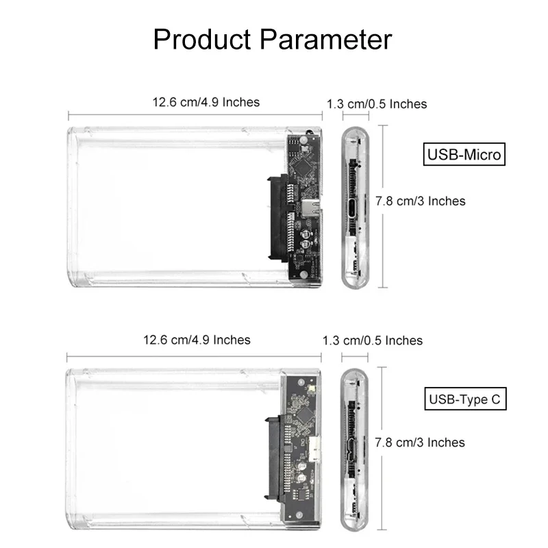علبة محرك أقراص صلبة 3.0/3.1 بوصة SATA SSD بسرعة نقل بيانات 5 جيجابت في الثانية وتصميم شفاف - هيكل خارجي للهاتف المحمول من التحرير الجماعيعلبة قرص صلب 3.0/3.1 بوصة، علبة قرص صلب SSD SATA 2.5 بوصة بسرعة نقل 5 جيجابت في الثانية وتصميم شفاف، هيكل خارجي محمول - Image 6
