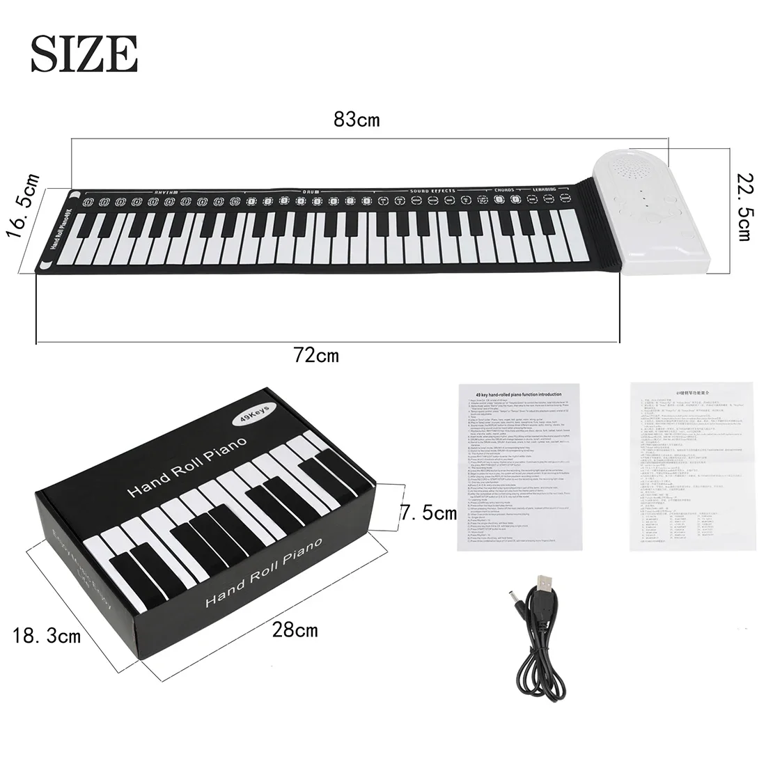 IRIN 49-Key Hand Roll Up Piano Silicone Portable Keyboard Musical Instrument for Education Foldable Beginner Electronic Piano من قسم التحرير الجماعيبيانو IRIN اليدوي القابل للطي ذو 49 مفتاحًا، لوحة مفاتيح سيليكون محمولة، آلة موسيقية تعليمية، بيانو إلكتروني قابل للطي للمبتدئين - Image 7