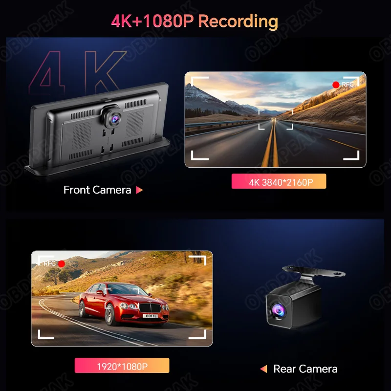 K2 Pro 11.3" Car DVR 4K Camera Wireless Carplay Android auto Ai Screen Dash Cam Dual Len Video Recorder GPS Navigation Dashboard - Image 5