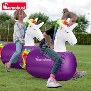 Camebust Inflatable Hopping Toddlers Toys Bouncy Unicorn Horse Dinosaur, Kids Ride On Bouncer, Jumping Bouncing Animal Hopper من التحرير الجماعيألعاب كاميبوست القابلة للنفخ للأطفال الصغار، تتضمن وحيد القرن النطاط، والحصان، والديناصور، وألعاب الركوب للأطفال، وألعاب الحيوانات النطاطة.