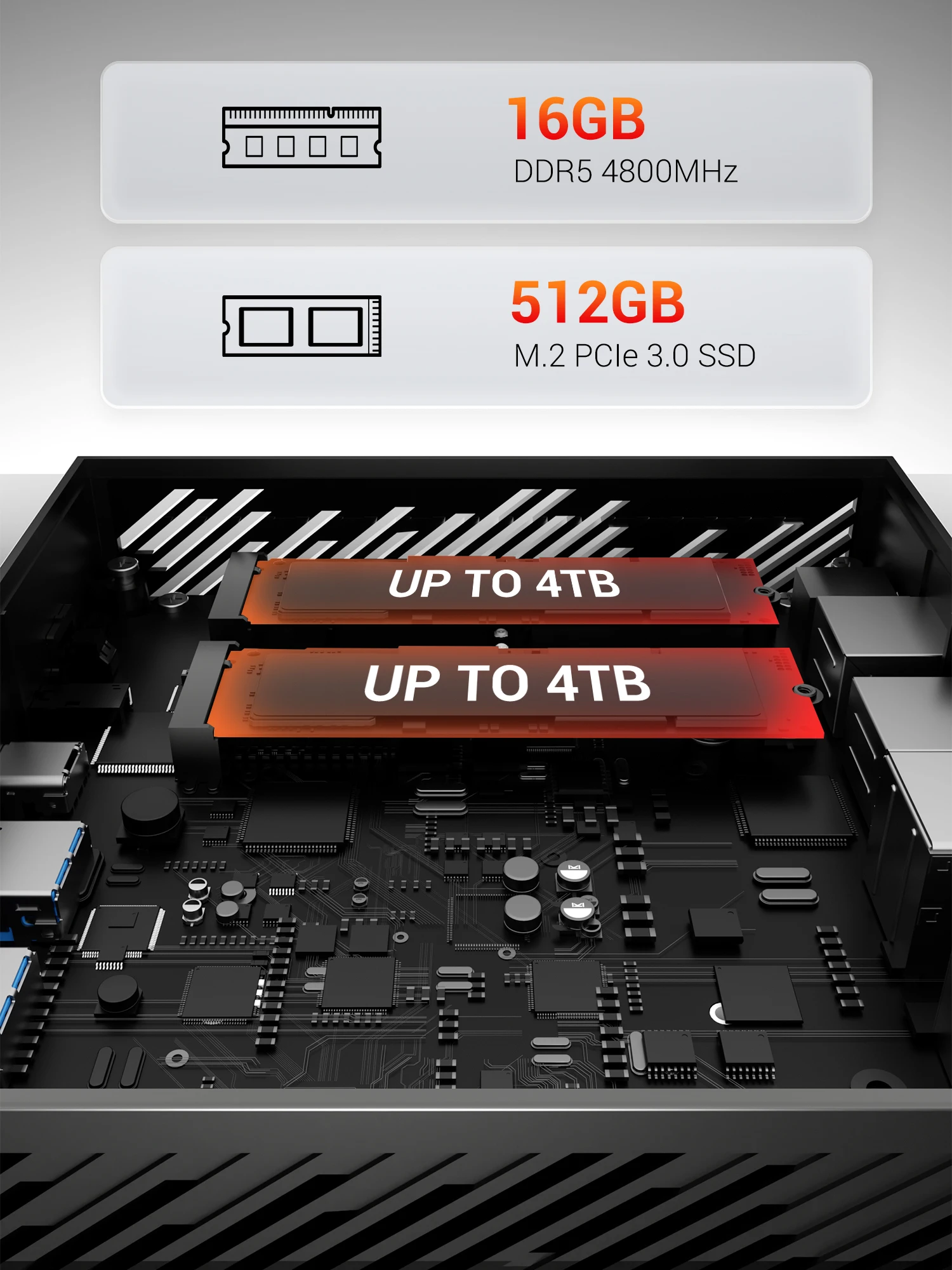 FIREBET AM02 Mini PC 6600H CPU 6C/12T MAX 4.5GHz 16GB LPDDR5 RAM 512GB SSD Windows 11 Desktop 2*RJ45 WIFI6 BT5.2 Gaming Computer من التحرير الجماعيجهاز كمبيوتر صغير FIREBET AM02 بمعالج 6600H سداسي النواة/اثني عشر خيطًا بتردد أقصى 4.5 جيجاهرتز، وذاكرة وصول عشوائي LPDDR5 سعة 16 جيجابايت، وقرص SSD سعة 512 جيجابايت، ونظام تشغيل ويندوز 11، ومنفذي RJ45، وواي فاي 6، وبلوتوث 5.2، مخصص للألعاب - Image 5