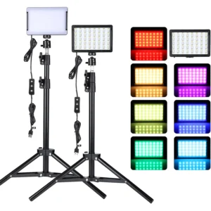 مجموعة إضاءة LED للفيديو والتصوير الفوتوغرافي مع حامل ثلاثي القوائم وفلاتر RGB بأربعة ألوان للتصوير الفوتوغرافي والبث المباشر والتصوير في الاستوديو من التحرير الجماعيطقم إضاءة فيديو LED للكاميرا والتصوير الفوتوغرافي مع حامل ثلاثي القوائم وفلاتر RGB بأربعة ألوان للتصوير الفوتوغرافي والبث المباشر والتصوير في الاستوديو