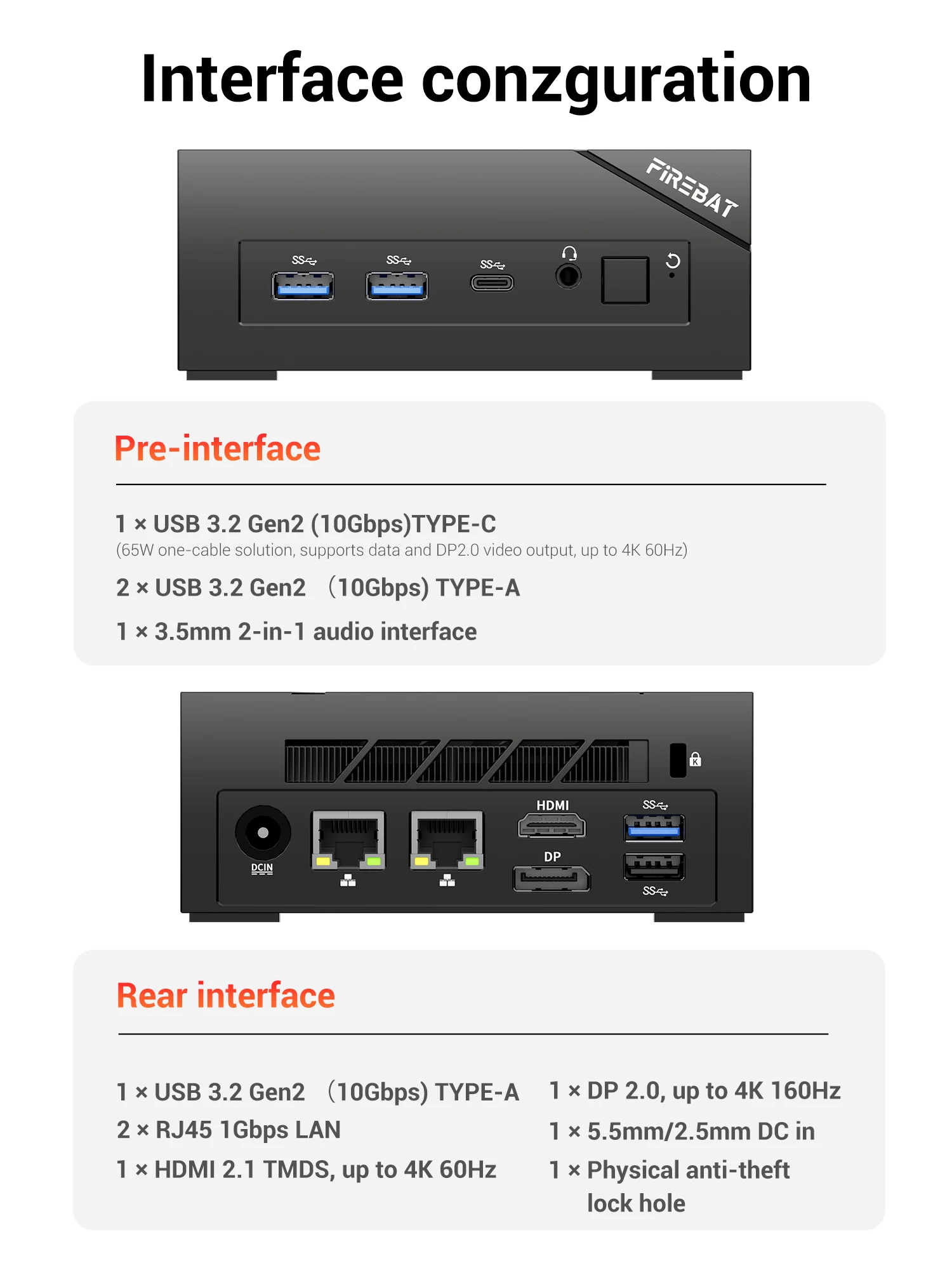 FIREBET AM02 Mini PC 6600H CPU 6C/12T MAX 4.5GHz 16GB LPDDR5 RAM 512GB SSD Windows 11 Desktop 2*RJ45 WIFI6 BT5.2 Gaming Computer من التحرير الجماعيجهاز كمبيوتر صغير FIREBET AM02 بمعالج 6600H سداسي النواة/اثني عشر خيطًا بتردد أقصى 4.5 جيجاهرتز، وذاكرة وصول عشوائي LPDDR5 سعة 16 جيجابايت، وقرص SSD سعة 512 جيجابايت، ونظام تشغيل ويندوز 11، ومنفذي RJ45، وواي فاي 6، وبلوتوث 5.2، مخصص للألعاب - Image 6