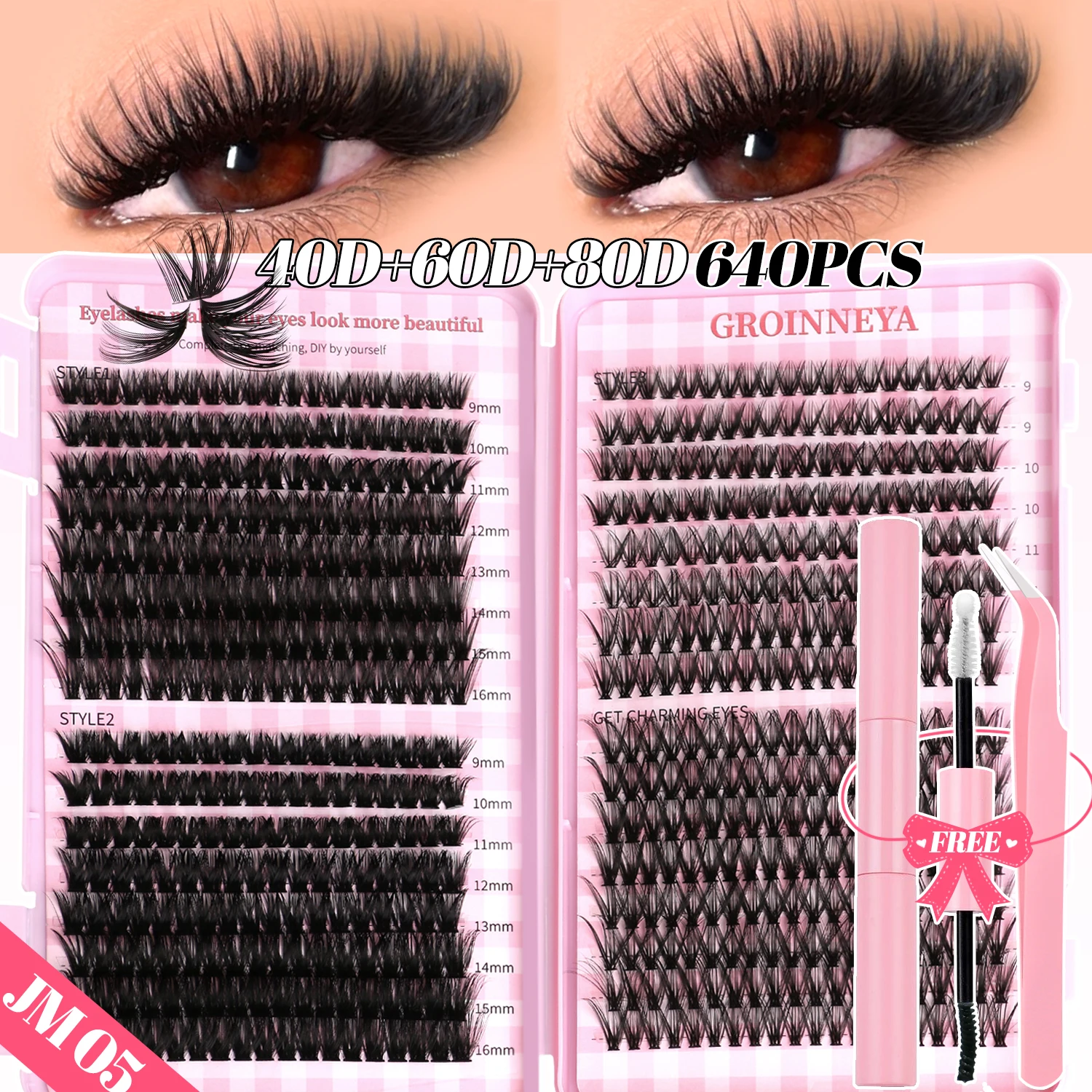 مجموعة رموش GROINNEYA DIY Lash Clusters Set Mixed Tray Lashes Kit Fluffy Individual Lashes Extension with Lash Bond and Seal At Home Makeup من قسم التحرير الجماعيمجموعة رموش جروينيا DIY، علبة رموش متنوعة، مجموعة رموش فردية كثيفة مع لاصق ومثبت للرموش، مكياج منزلي - Image 17