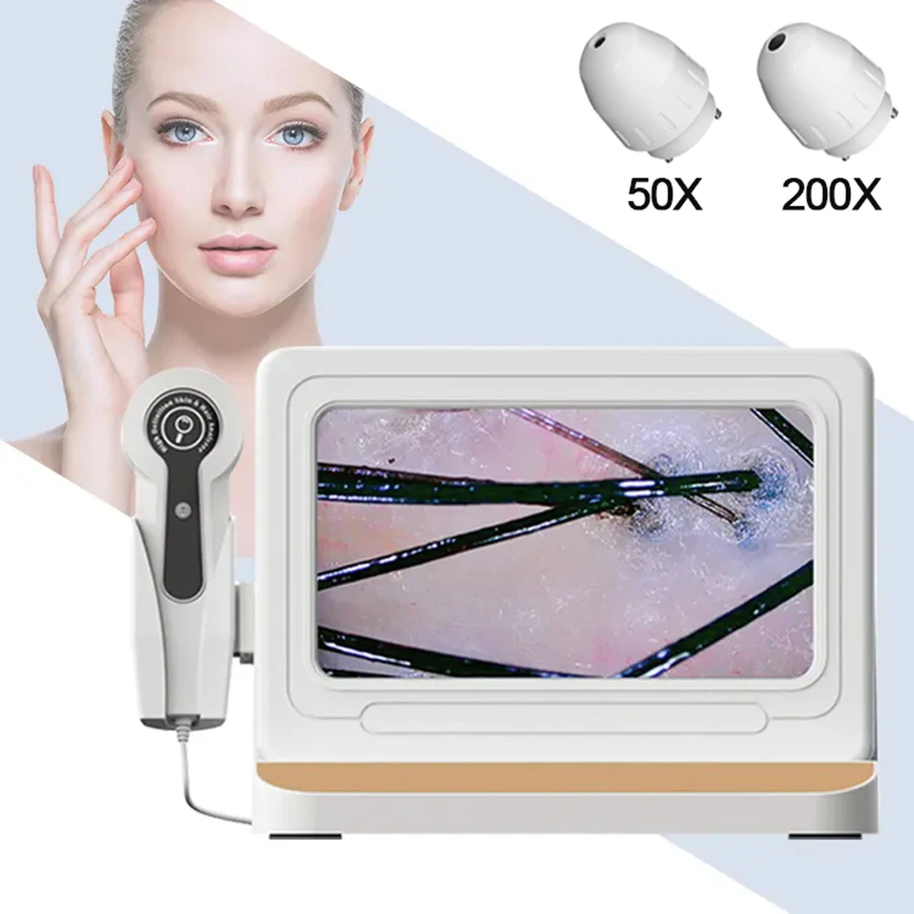 جهاز كشف فروة الرأس بشاشة LCD مقاس 10 بوصات، جهاز تحليل رقمي للشعر والجلد، مجهر لاختبار بصيلات الشعر وتحليل الجلد، مكبر 50/200X من قسم التحرير الجماعيمجهر رقمي لتحليل فروة الرأس والشعر والجلد بشاشة LCD مقاس 10 بوصات، لفحص بصيلات الشعر وتحليل الجلد، مع عدسة مكبرة 50/200X - Image 2