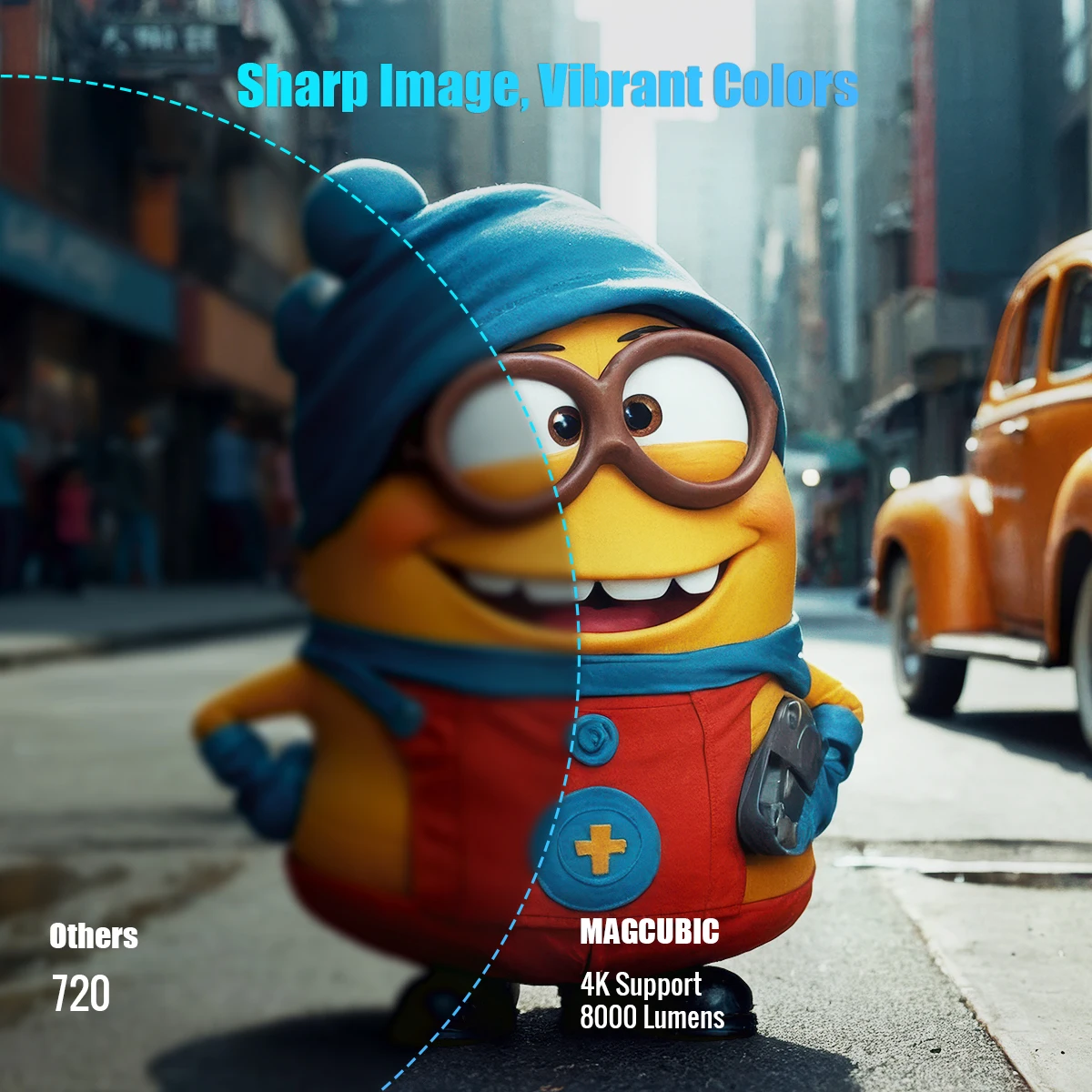 جهاز عرض Magcubic بنظام Android 14 بدقة 8K 1280*720P HY300 Pro + واي فاي مزدوج 290ANSI بزاوية رؤية مرنة 180 درجة وتقنية بلوتوث 5.0 من قسم التحرير الجماعيجهاز عرض Magcubic بنظام Android 14، بدقة 8K (1280*720 بكسل)، طراز HY300 Pro، مزود بتقنية Wi-Fi مزدوجة، سطوع 290 لومن ANSI، زاوية رؤية مرنة 180 درجة، يدعم تقنية Bluetooth 5.0، جهاز عرض سينمائي محمول للاستخدام الخارجي - Image 2