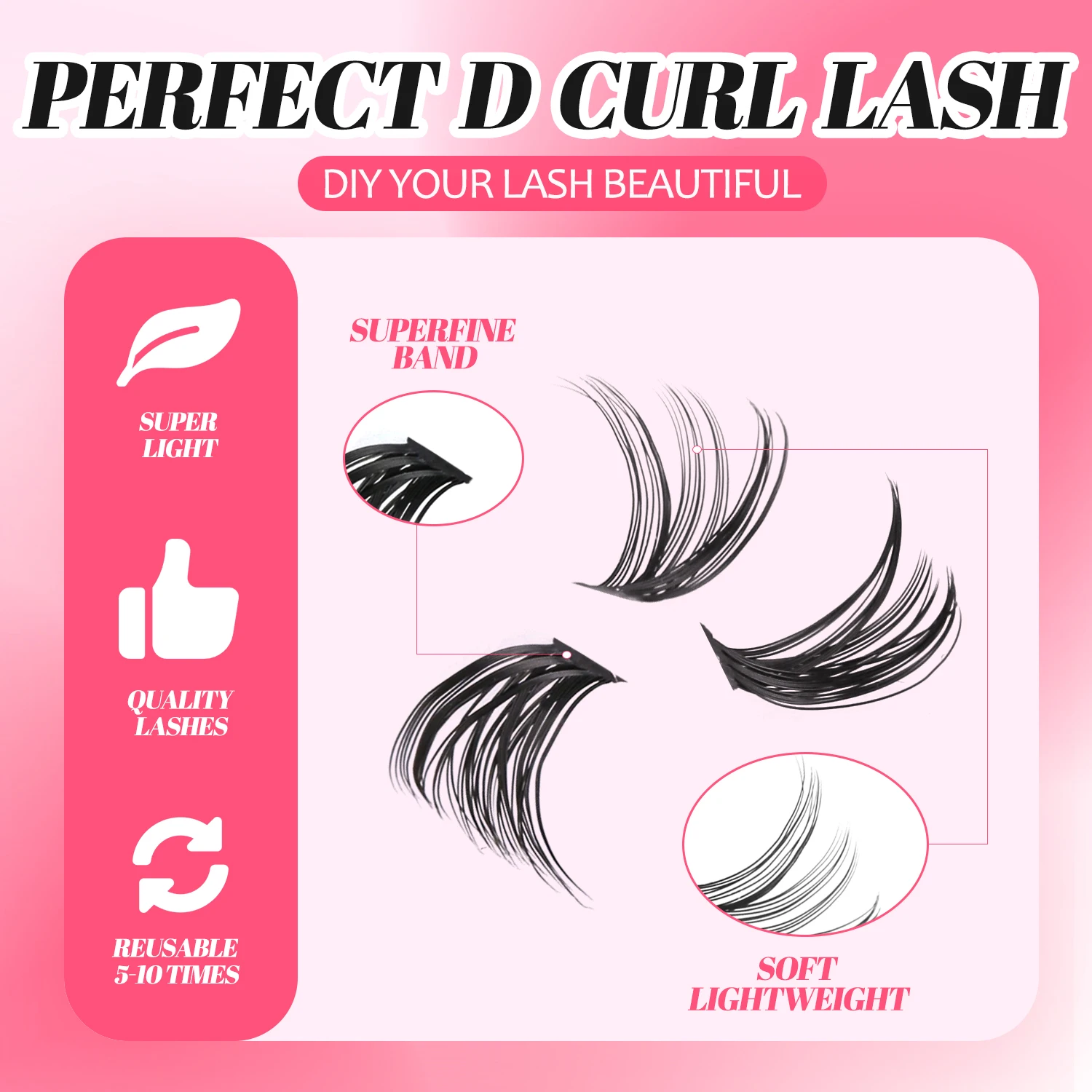 مجموعة رموش GROINNEYA DIY Lash Clusters Set Mixed Tray Lashes Kit Fluffy Individual Lashes Extension with Lash Bond and Seal At Home Makeup من قسم التحرير الجماعيمجموعة رموش جروينيا DIY، علبة رموش متنوعة، مجموعة رموش فردية كثيفة مع لاصق ومثبت للرموش، مكياج منزلي - Image 6