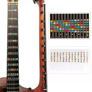 Miwayer Guitar Fretboard Notes Map Labels Stickers 6 String Transparent and Black Fingerboard Fret Decals for Guitar Beginner من التحرير الجماعيملصقات خريطة نوتات لوحة أصابع الجيتار من Miwayer، 6 أوتار، شفافة وسوداء، ملصقات لوحة أصابع الجيتار للمبتدئين