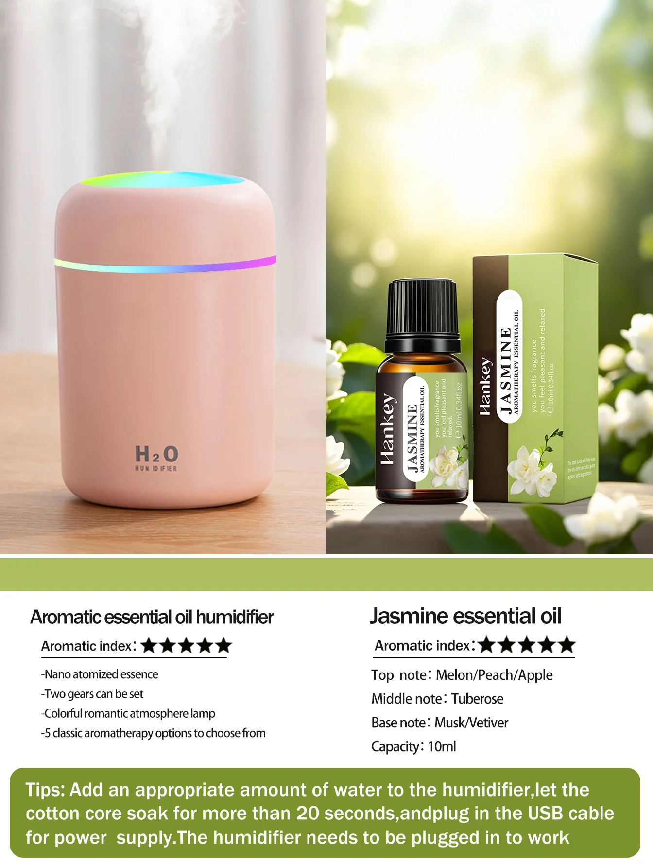 300ml Aromatherapy Diffuser Humidifier Air Purifier Car Home Use Seven-color Light Aromatherapy Essential Oil - Image 13