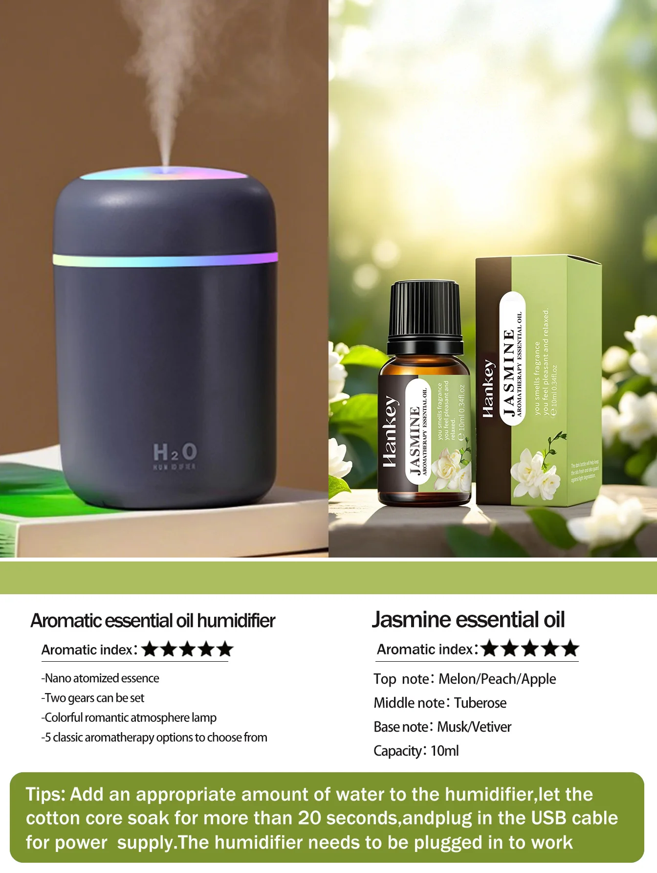 300ml Aromatherapy Diffuser Humidifier Air Purifier Car Home Use Seven-color Light Aromatherapy Essential Oil - Image 21