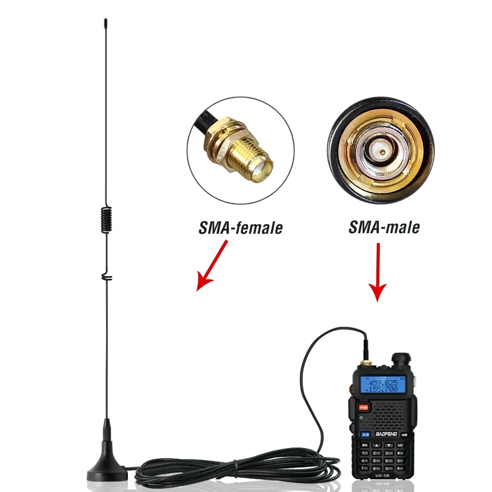 UT-106UV Car Antenna Magnetic SMA-F Dual Band Onboard antenna VHF UHF for Baofeng UV-5R UV82 GT-3TP GT-5 Ham Radio Accessories من التحرير الجماعيهوائي سيارة UT-106UV مغناطيسي ثنائي النطاق SMA-F مدمج VHF UHF لأجهزة راديو الهواة Baofeng UV-5R UV82 GT-3TP GT-5